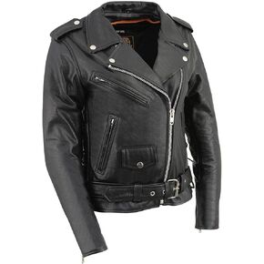 Milwaukee Leather LKL2700 Women's Classic Black Premium Leather Motorcycle Vintage Jacket with Side Laces