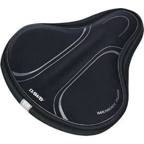 Comfortable Bike Seat Cover - DAWAY C3 Soft Gel & Memory Foam Padded Bike Seat Cushion for Women Men Seniors, Comfort, Fits for Peloton, Stationary, Exercise, Mountain and Cruiser Bicycle Saddles