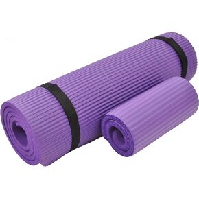 Signature Fitness 1/2-Inch Extra Thick High Density Anti-Tear Exercise Yoga Mat with Knee Pad and Carrying Strap, Multiple Colors