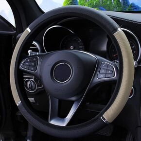 Car Steering Wheel Cover, Non-Slip, Elastic, Steering Wheel Cover for Men and Women, Universal Fit 15 Inches Cars, Vehicles, SUVs (Black)