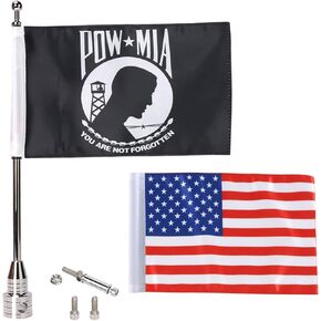 Motorcycle Flags 6"x9" Thin Blue Line US Flag & Red Line US Flag with Chrome Flagpole Mounts Fit For 1/2" Motorcycle Luggage Rack For Harley Davidson Honda Suzuki Kawasaki Goldwing CB VTX CBR Yamaha