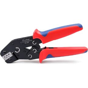 Zhushan Spark Plug Wire Crimping Tool Kit, Ratchet Spark Plug Crimper Diameter 8.5mm for Crimping and Stripping Plug, 24PCS 180 °/90 °/Straight Spark Plug Coil Terminals and 24PCS Terminals Boots