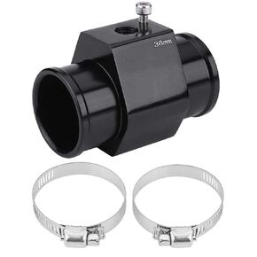 Water Temp Joint Pipe, Keenso Aluminum Car Water Temp Temperature Joint Pipe Hose Gauge Adapter Black(36mm)