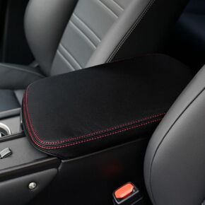 Center Console Cover for Lexus NX 350 NX 350h NX 250 NX 450h+ 2022 2023 Accessories Car Armrest Cover for Lexus NX 350 NX 350h PU Leather Armrest Pad Protector (Black with White Stitches)