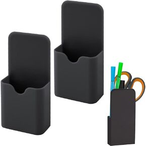 2pcs Magnetic Pen Marker Holders, S Size Magnetic Pen Pencil Holder Organizer Home Office Supplies for Refrigerator Whiteboard Locker (Black)