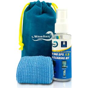 Wave Away Sonar & GPS Screen Cleaner with Micro Fiber Cloth for Boating & Fishing - Improves Clarity and Protects Screens - Spray, Wipe, Shine - 1.5oz Screen Cleaner