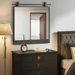 24x24 Inch Square Bathroom Vanity Mirror for Wall Mounted Over Sink Farmhouse Rustic Matte Brushed Gold Barn Door Mirrors Foyer Entryway Decor in Kuwait