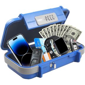MRY Portable Lock Box Combination Security Case LockBox with Code Waterproof Anti-Theft Portable Safety Lock Box with Removable Chain (Black Color)