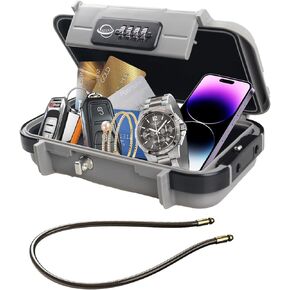 Portable Safe Box,Combination Safe with Removable Cable,Set Your Own Combination,For Travel,Family and Outdoor Camping Activities Black