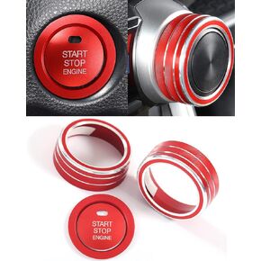4 PCS for Toyota RAV4 AC Climate Control Knob Rings, Engine Start Cover, Center Console Air Conditioner Switch Button Knob Trims for RAV4 2019-2023 Interior Conditioning Accessories- Red