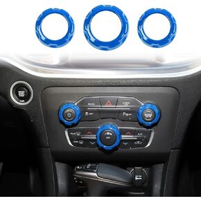 Voodonala for Challenger Charger Chrysler ABS Carbon Fiber Radio AC Knobs Air Conditioner Switch Button for 2015-2019 Dodge Challenger Charger Chrysler 300, 3pcs