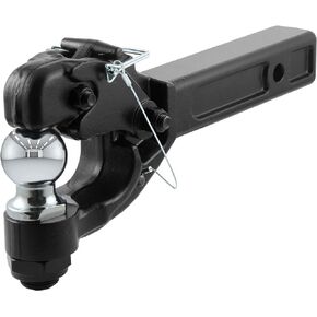 CURT 48007 Pintle Hitch with 2-Inch Trailer Ball, Fits 2-Inch Receiver, 16,000 lbs, 15-1/4-Inch Length, Black
