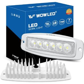 WFPOWER Flush Mount Boat LED Light Spreader, 2 Pack Marine LED Spotlights, 7 Inch Deck Dock Flood LED Work Light Bar, White Housing 12V LED Light Bar for Boat Pontoon Fishing Truck SUV ATV