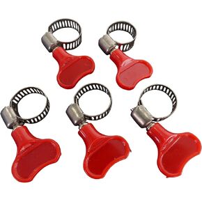 Tech Team #00853, Band Clamps 5/16" wide, 1/4" - 5/8" (6-16 mm) diameter, Adjustable Key Style, Stainless Steel Hose Clamps, Easy-Turn Plastic Thumb Screw, 5 pcs. in Kuwait