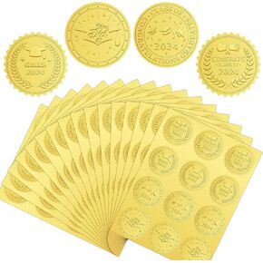 Lucleag 360 PCS Embossed Graduation Envelope Seals Stickers, 2025 Gold Foil Self Adhesive Graduation Diploma Grad Hat Sealing Stickers for Envelopes Candy Graduation Party Favor Decal, 1.5 inch