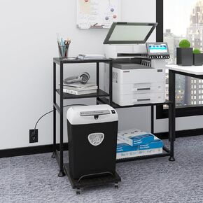 Natwind Printer and Shredder Stand with Power Outlet,Large Printer Stand with Storage Shelves,Heavy Duty Printer Table for Home Office Organization,Space Saving Rack for CPU Shredder (Retro)