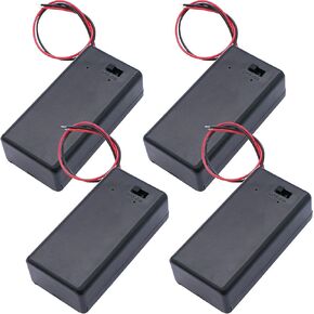 TWTADE 4Pcs Battery Holder with ON/Off Switch 9V Battery Case Box with Leads I-014