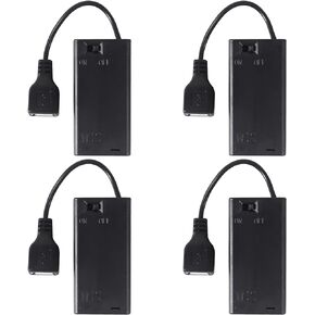 4 قطعة 2 حامل بطارية AA، صندوق بطارية 2*1.5 فولت مع كابل USB، مفتاح تشغيل/إيقاف لساعات الحائط وراديو ألعاب الأطفال