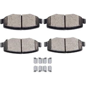 SCITOO Ceramic Brake Pads, 8pcs Front Rear Brake Pads Brakes Kits fit for 2007-2011 for Dodge Nitro,2008-2012 for Jeep Liberty,2007-2017 for Jeep Wrangler,2018 for Jeep Wrangler JK