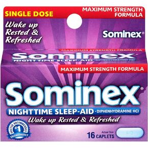Sominex Nighttime Sleep-Aid Caplets, Maximum Strength, 16 ea (Pack of 2)