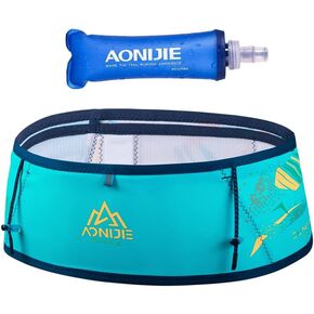 Running Belt Waist Pack, Flip Waist Belt,with 250ml Soft Water Bottle Free and Lightweight for Outdoor Sport (Mint Green(L-XL))