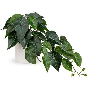 Hollyone Artificial Plants Potted Fake Plants in Black Ceramic Pot Faux Pothos Plants Indoor for Home Living Room Shelf Office Aesthetic Decor