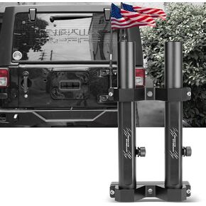 Antenna Mount Flagpole Holder 2 Pole Mount Tailgate Hinge Double Flagpole Bracket Compatible with 2007-2023+ Wrangler JK/JKU JL/JLU in Kuwait
