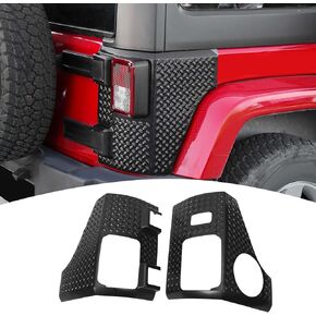 for Wrangler JK Rear Corner Body Armor, Tail Light Cover Guards Protector Compatible with 2007-2017 Jeep Wrangler JK JKU Rear Quarter Panel Black Exterior Accessories 2pcs