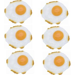 6 Pcs Fake Fried Eggs Simulated Fried Eggs Lifelike Cooked Egg Model Artificial Lifelike Fried Eggs Fake Food for Home Kitchen Display Photography Props