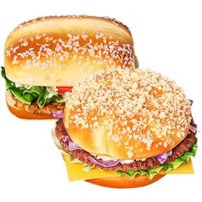 NOLITOY 2pcs Artificial Hamburger, Fake Bread Burger Food Model for Home Kitchen Shop Display Photography Props Baking Gift