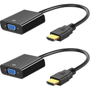 HDMI إلى VGA، 2 حزمة، محول HDMI إلى VGA مطلي بالذهب (ذكر إلى أنثى) للكمبيوتر، سطح المكتب، الكمبيوتر المحمول، الكمبيوتر الشخصي، الشاشة، جهاز العرض، HDTV، Chromebook، Raspberry Pi، Roku، Xbox والمزيد in Kuwait
