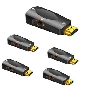 HDMI to VGA 5-Pack, Computer HDMI to VGA Monitor Adapter, Male HDMI to VGA Female Adapter 1080P Video for Computer, Desktop, Laptop, PC, Monitor, Projector, HDTV, Raspberry Pi, Roku, Xbox and More