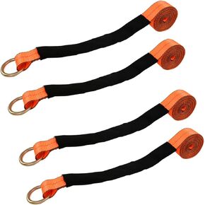 Pro Series Orange Car Rim Tie Down Set 2 Inch x 144 Inch 4 Straps 3,300 lbs Safe Working Load