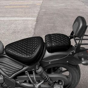 Motorcycle Rear Passenger Front Driver Pillion Seat Cover Cushion Pressure Relief Pad Compatible with H-onda Rebel CMX500 CMX300 CMX 500 300 2017 2018 2019 2020 2021 2022 2023 (Front Seat -Black)
