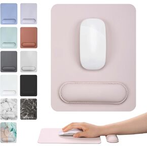 HABITU Vegan Leather Black Mouse Pad with Removable Magnetic Wrist Support & Anti-Slip Base, Ergonomic Mouse Pad with Wrist Rest, Cute Office Desk Accessories for Women and Men