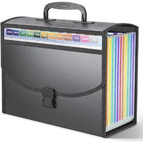 13 Pockets File Organizer with Durable Handle,Accordion File Folders,Portable Expandable Document Bill Receipt Organizer, A4/Letter Size,a-z Tabs Included,Perfect Filing Cabinet