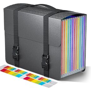 Expanding File Folders with Handle,Accordion File Organizer,12 Pockets Accordian Folders Expandable Filing Box,Portable Files Box for Documents Receipt Bill,A4/Letter Size,Diamond