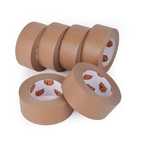 Eco-Friendly Kraft Paper Tape, Biodegradable Kraft Paper Tape, Recyclable Writable Packing Tape, Non-Coated Surface for Masking, Sealing,5.5mil, 2inch x 60yards, 6Rolls
