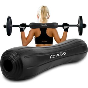 Rubber Barbell Pad, Squat Pad, Hip Thrust Pad, Easy to Install, No Velcro/Straps Needed, for Both Heavy Weights & Lower Weights (15.5 * 3.5 * 3.5 in, Black)