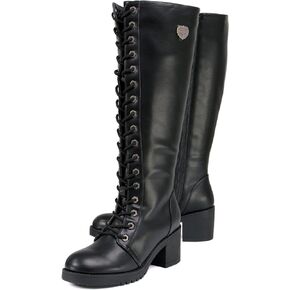 Milwaukee Leather Women's Black Lace-Up Tall Motorcycle Fashion Boots X9442 XBL9442