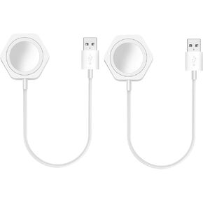 Short Watch Charger Compatible with Apple Watch Charger, USB Cord Wireless Charging Compatible for iWatch 9/8/7/6/SE/5/4/3/2 (0.78ft/9.45inch/24cm) White 2 Pack