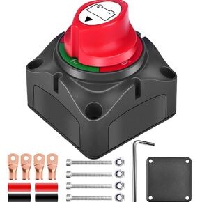 Battery Disconnect Switch, Battery Disconnect Switch 12V 48V, Marine Battery Switch, RV Travel Trailer Boat Camper Car, Heavy Duty Waterproof Battery Switch, Lugs Heatshrink