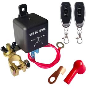 Remote Battery Disconnect Switch Kit, Ampper DC 12V 200A Remote Control Battery Power Cut Master Switch Kit for Car, RV, Boat and More (2 Keys, On/Off)