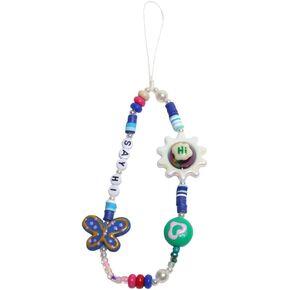 Cute Bead Phone Lanyard Wrist Strap Butterfly Animal Handmake bead Phone Charm Rainbow Color Y2K Phone charm Strap