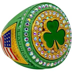Discount Sports Rings 5 Star Clover Champion Ring - Green Body, Prismatic Stones/Player Award/Tournament Awards in Kuwait