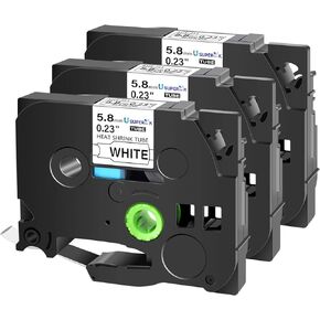 3 Pack Compatible for Brother ptouch HSe-211 HSe211 HS-211 HS211 5.8mm HSE Black on White Heat Shrink Tube Label Tape for PT-D400 PT-D450 PT-E300 PT-E500 PT-P750WVP Printer (0.23''x 4.92ft)