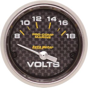 AutoMeter Gauge, Voltmeter, 2 1/16", 18V, Electric, Marine Carbon Fiber (200756-40)