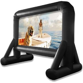 14 FT Inflatable Movie Screen Outdoor Projector Screen for Outside Backyard Movie Night Easy Setup Mega Blow Up Screen, Great for Barbecue Pool Party Outdoor Drive-in Theater - Front/Rear Projection