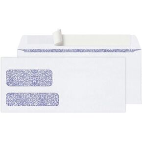 Office Depot Double-Window Envelopes, 10 (4 1/8in. x 9 1/2in.), White, Clean Seal(TM), Box of 250, 77139