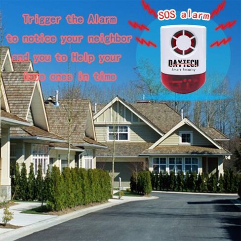 Daytech Panic Alarm Button-Strobe Siren Alarm with Light for Home Caring | 500ft Range, Loud Outdoor SOS Alert System with 2 Red Flashing Siren & 4 Panic Button for Store/Hotel/Jewelry/Shop Security in Kuwait